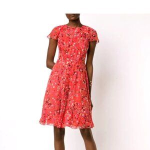NWOT Carolina Herrera Silk Dress Pink Multi Red size 14 Colorful